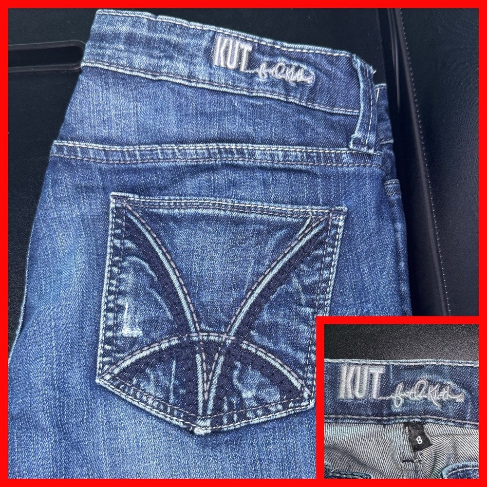 KUT from the Kloth Bootcut Jeans Women 8 Blue Embroidered Mid Rise KP248MA2N